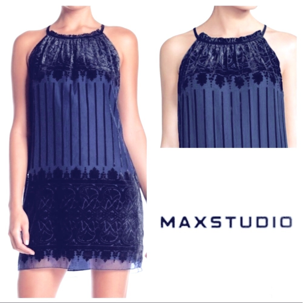 NEW 💕Max Studio Devore Velvet Burnout Halter Dress | Sz XS, NWT